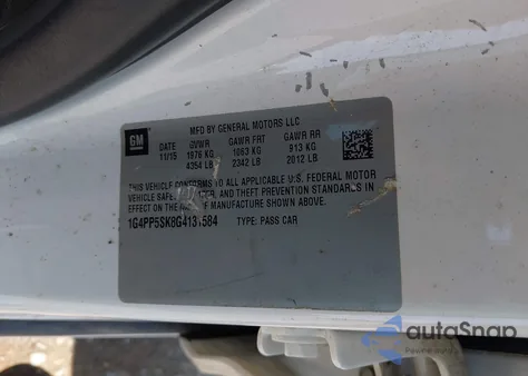 2016 Buick Verano из США, поврежденный, VIN 1G4PP5SK8G4131584